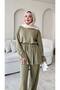 Women's Loose Button-Hem Blouse and Pants Set