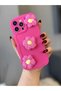 Iphone 14 pro max 3d knitted fuchsia case with flowers