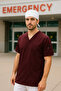 Set of 2 Men's Emergency Paramedic Workers Medical Uniform Single Top Scrubs White Surgical Cap with Gift - 3