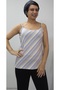 Blue Cream Latte Striped Rope Strap Combed Viscose T-Shirt - 5