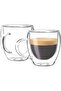 2 Pack Glass Espresso Mugs Double Wall Thermo Insulated 5.5oz Tall Coffee Cups