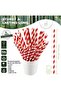 Biodegradable Paper Straws (Pack of 100) - Red, Disposable Eco-Friendly Straws - 6