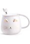 White Cat Mug Cute Kitty Ceramic Coffee Mug with Spoon for Cat Lovers