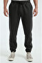 Black Men's Regular Sweatpants with Elasticated Cuffs, 3 Thread Soft Cotton Fabric - 5