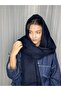Pasta-Style Fringed Thick Winter Navy Blue Wool Scarf & Shawl - 6