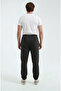 Black Men's Regular Sweatpants with Elasticated Cuffs, 3 Thread Soft Cotton Fabric - 8