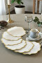 6 Pieces of Linen Fabric with Embroidered Coffee Side Presentation Cocktail Napkins & Coasters Gold