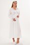 Women's Ecru Lace Long Sleeve Special Design Maternity Nightgown with Hidden Nursing Feature