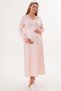 Women's Powder Shawl Collar Lace Long Sleeve Special Design Maternity Dressing Gown Nightgown Set - 7