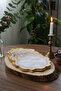 6 Pieces of Linen Fabric with Leaf Pattern Embroidery, Coffee Side Cocktail Napkins & Coasters Gold - 4