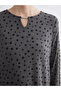 Gray Crew Neck Polka Dot Blouse - 3