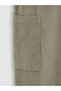 Boys' Velvet Cargo Pants with Elastic Waist - 3