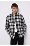Regular Fit Shirt Neck Plaid Men's Black Long Sleeve Shirt