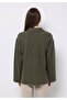 Regular Fit Polo Neck Plain Women's Green T-Shirt - 2