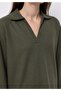Regular Fit Polo Neck Plain Women's Green T-Shirt - 4