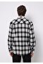 Regular Fit Shirt Neck Plaid Men's Black Long Sleeve Shirt - 2