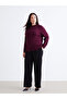 Plum Crew Neck Self Patterned Women's Knitwear Sweater - 6