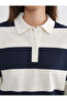 Mixed Polo Neck Striped Women's T-Shirt - 3