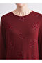 Two Mt Shop Quality Lcw Grace Burgundy Patterned Standard & Regular Long Sleeve Women's T-Shirt - 3