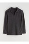 Lcw comfort anthracite polo neck shiny appearance blouse - 5