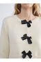Ecru Bowknot Women's Knit Cardigan - 3