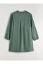 Green Ruffled Mock Neck Women's Tunic - 6
