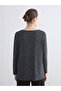 Alita City Lcw Grace Black Combed Cotton Plain Oval Neck Long Sleeve Women's Blouse with a Difference - 4