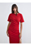 Crew Neck Gathered Crepe Dress - 4