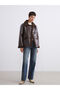 Lcw Vision Brown Plush Shirt Collar Women's Leather-Look Coat - 2