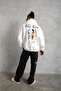 Oversized Üç İplik Ş Fleece-Lined K Hooded Sweatshirt – White “Other Lives” Printed on Front and Back