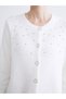 Özmarka New Season Crew Neck Stone Embellished Women's Knitwear Cardigan - 3