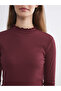 Two Mt Shop Quality Lcw Modest Burgundy Camisole Plain Super Skinny & Extra Slim Long Sleeve Women's Bodysuit - 3