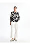 Black Tie Collar Patterned Long Sleeve Women's Blouse - 2