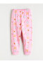 Pink Crew Neck Printed Long Sleeve Girls Pajama Set - 4