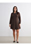 Brown Polo Neck Mini Dress - 2