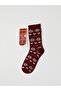Beige Christmas Themed Women's Home Socks 2-Pack - 2