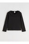 Alita City with a Difference in Color, Lcw Kids Black Camisole Plain Tight & Slim Long Sleeve Girls' T-Shirt