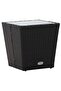 Tea Table Black 41.5x41.5x43 cm Poly Rattan and Tempered Glass