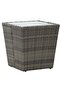 Tea Table Grey 41.5x41.5x43 cm Poly Rattan and Tempered Glass