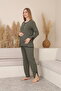طقم بيجاما للنفاس Soft Elegance، ناعم ومزود بأزرار وخصر قابل للتعديل