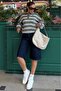 Khaki Polo Neck Striped Women's Knit Sweater Mg2469 - 6