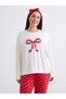Vizyon New Season Bow Printed Women's Pajama Set and Headband - 6