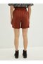 Two Mt Shop Quality Lcw Vision Brown Women's Shorts with Elastic Waist and Pocket Detail - 5