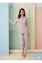 Women's Viscose Buttoned Pajama Set Printed