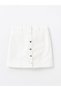 White Standard Fit Women's Jean Shorts Skirt - 5