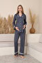 Melina Lace Detailed Front Buttoned Shirt Collar Long Sleeve Maternity and Postpartum Pajama Set