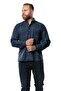 Long Sleeve Lumberjack Men's Flannel Autumn and Winter Shirt Navy Blue Plaid 4047 - 2