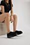 Women's Black Thick Poly Sole Ankle Boots with Stitching Detail and Suede Look - 2
