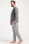 Men's Smoked Color Long Sleeve Crew Neck Jacquard Pajama Set C1T0N0105 - 3