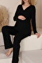 Elara Quilted Robe Nursing-Friendly Long-Sleeve Pregnancy and Postpartum Pajama Set - 8